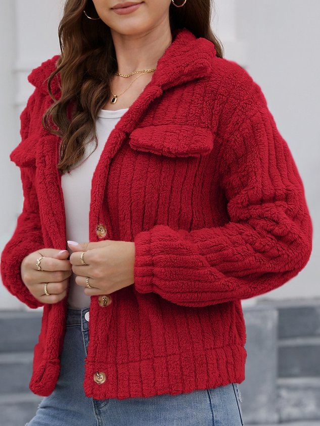 Women Spring/Fall Outerwear Vintage Split Joint Plain Long Sleeve Shawl Collar Jacket