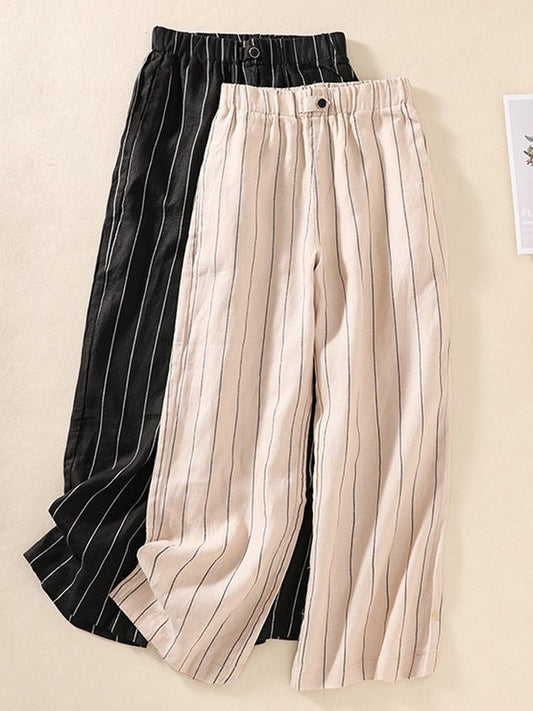 Women Striped Long Pants Casual Spring/Fall Trousers