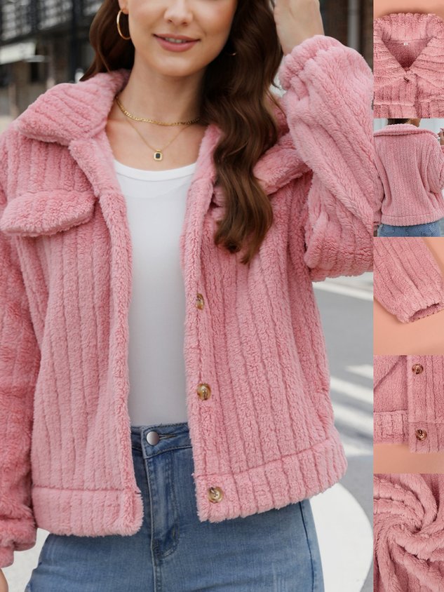 Women Spring/Fall Outerwear Vintage Split Joint Plain Long Sleeve Shawl Collar Jacket