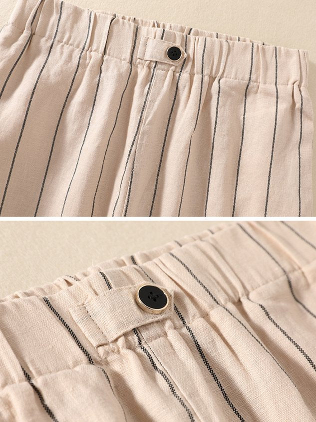Women Striped Long Pants Casual Spring/Fall Trousers