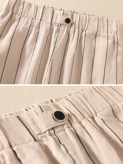 Women Striped Long Pants Casual Spring/Fall Trousers