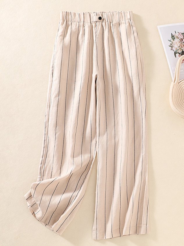 Women Striped Long Pants Casual Spring/Fall Trousers