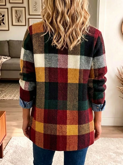 Women Spring/Fall Outerwear Vintage Geometric Long Sleeve Lapel Collar Jacket
