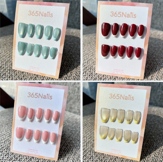 Classic & Cat Eye French Tip Press-On Nails Collection | Multi-Color & Glitter Options