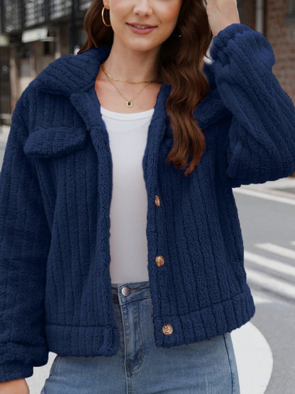Women Spring/Fall Outerwear Vintage Split Joint Plain Long Sleeve Shawl Collar Jacket